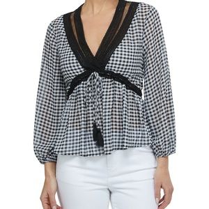 Laundry Gingham and Lace Blouse